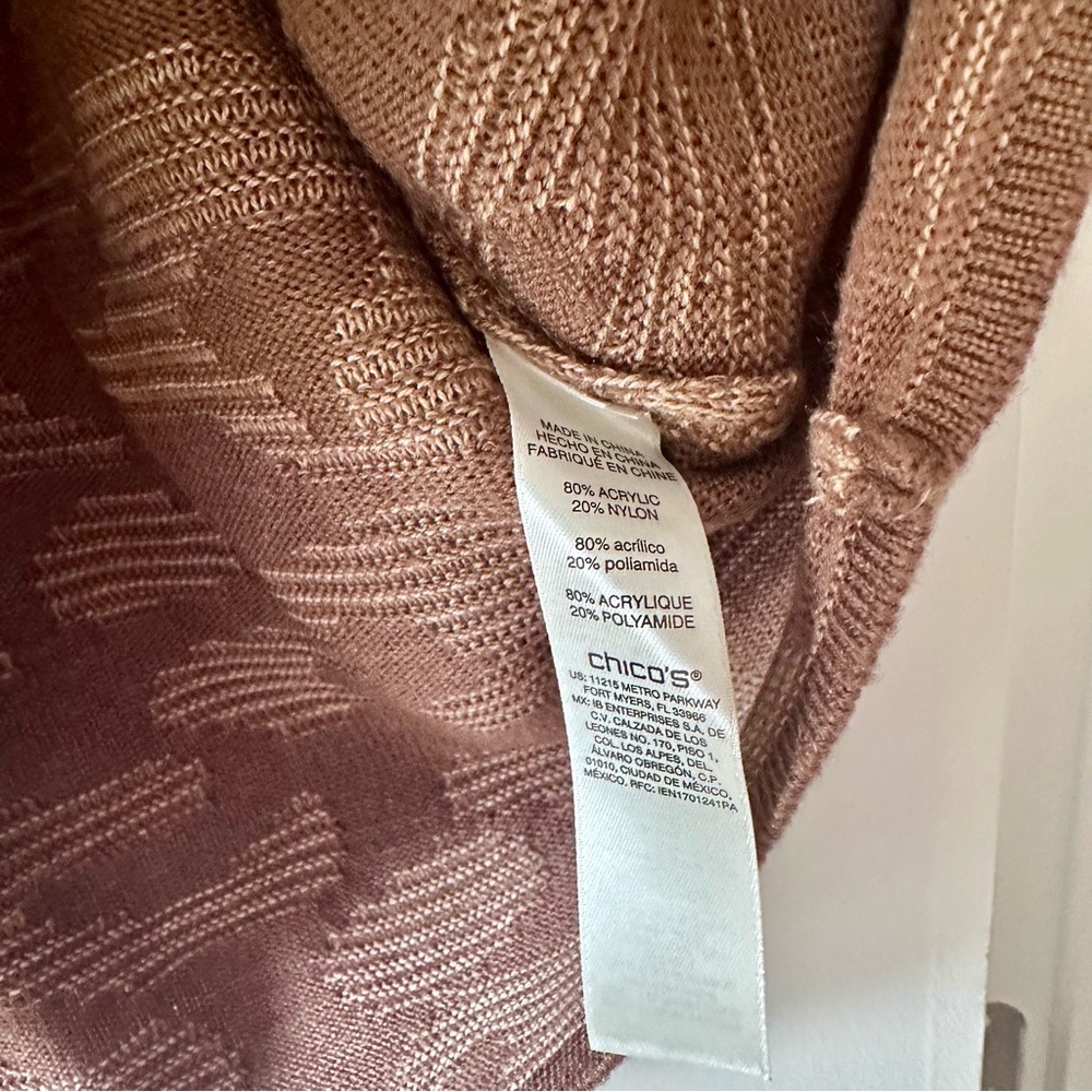 Chico's Brown Animal Print Sweater Size 3 3/4 Sleeve - Picture 4 of 5